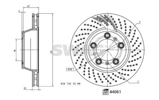 brake disc 33107308 Swag, Image 3