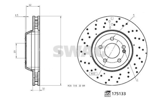 brake disc 33107335 Swag