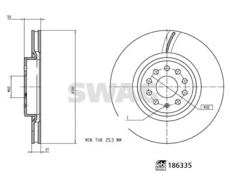 Brake disc 33110360 Swag