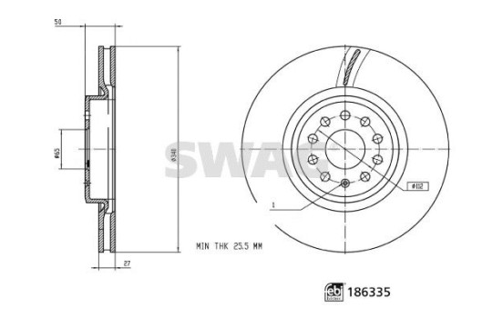 Brake disc 33110360 Swag