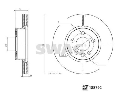 Brake disc 33110883 Swag