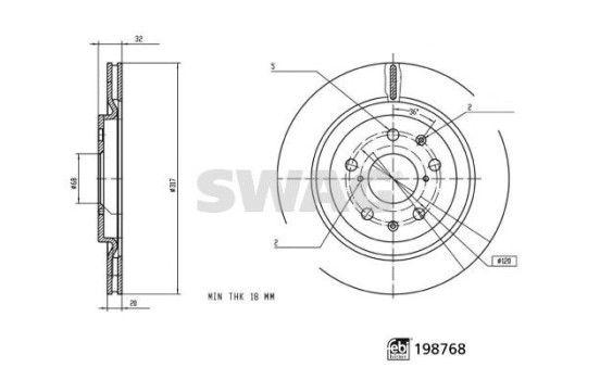 Brake disc 33113144 Swag, Image 4