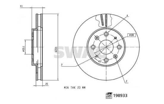 Brake disc 33113209 Swag, Image 4