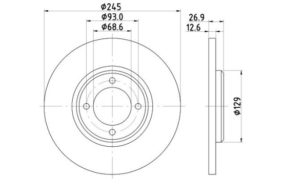 Brake disc 8DD 355 100-021 Hella
