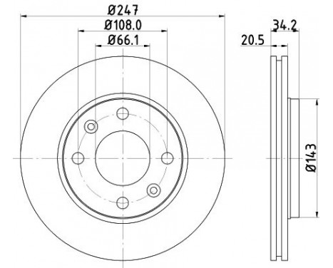 Brake disc 8DD 355 101-801 Hella