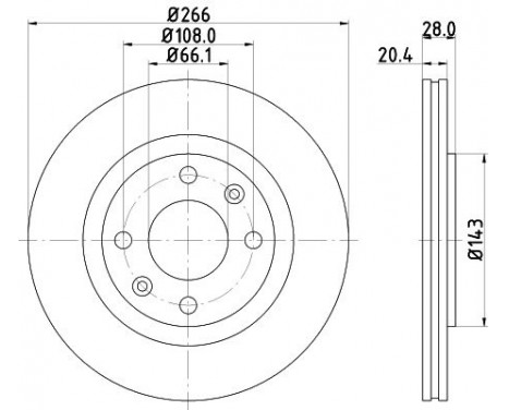 Brake disc 8DD 355 102-051 Hella