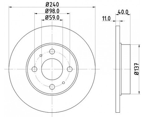 Brake disc 8DD 355 103-151 Hella