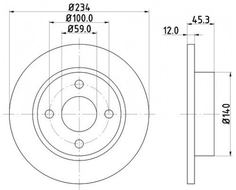 Brake disc 8DD 355 103-341 Hella