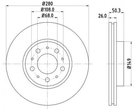 Brake disc 8DD 355 103-681 Hella