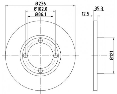 Brake disc 8DD 355 107-011 Hella