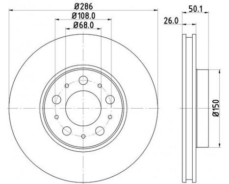 Brake disc 8DD 355 107-051 Hella