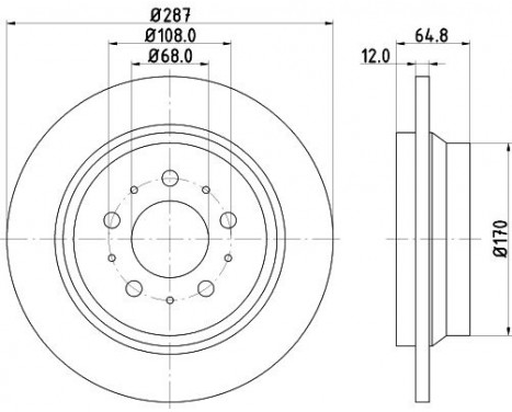 Brake disc 8DD 355 107-091 Hella