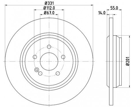 Brake disc 8DD 355 107-241 Hella