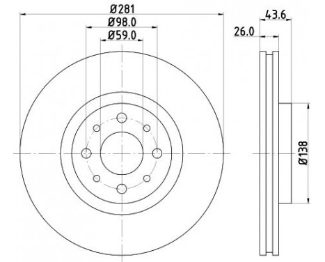 Brake disc 8DD 355 107-831 Hella