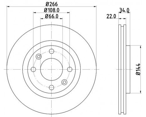 Brake disc 8DD 355 108-351 Hella