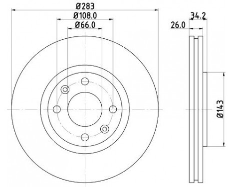 Brake disc 8DD 355 108-371 Hella