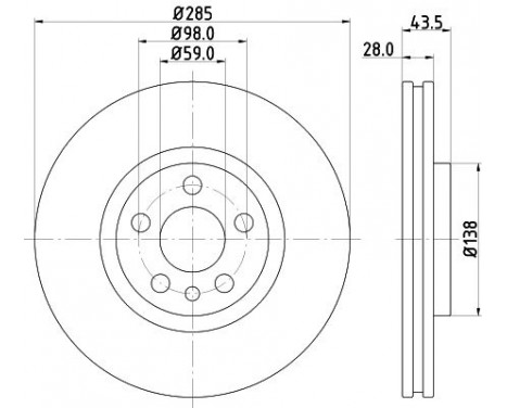 Brake disc 8DD 355 108-761 Hella