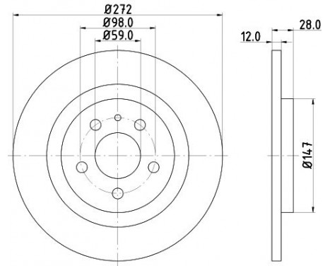 Brake disc 8DD 355 109-151 Hella