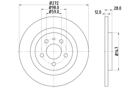 Brake disc 8DD 355 109-151 Hella