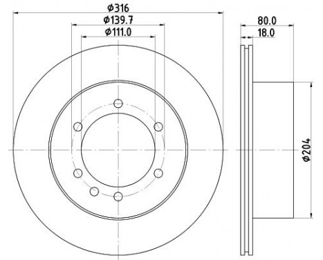 Brake Disc 8DD 355 110-831 Hella