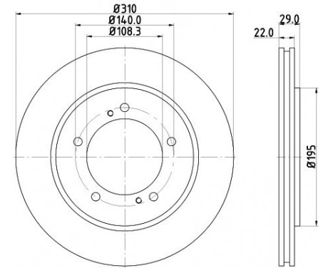 Brake disc 8DD 355 114-901 Hella