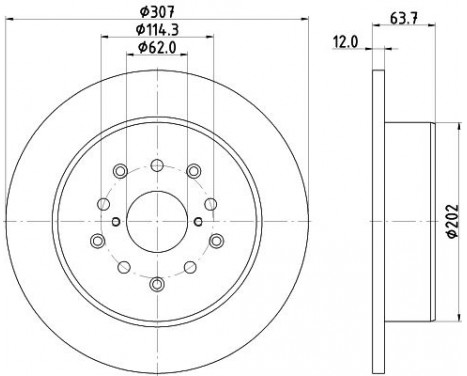 Brake disc 8DD 355 114-931 Hella