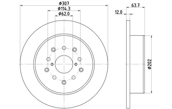 Brake disc 8DD 355 114-931 Hella