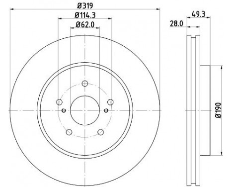 Brake disc 8DD 355 114-981 Hella