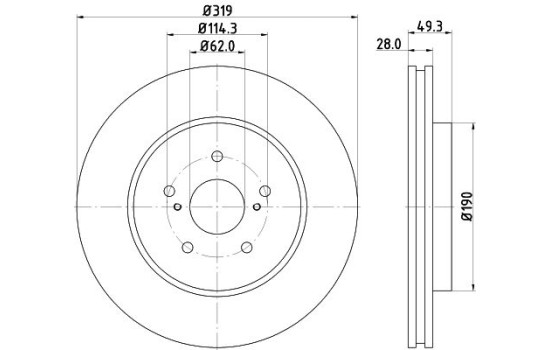Brake disc 8DD 355 114-981 Hella