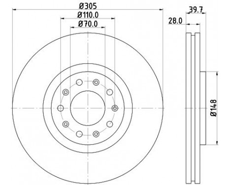 Brake disc 8DD 355 116-631 Hella