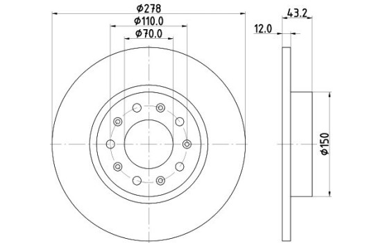 Brake disc 8DD 355 116-671 Hella