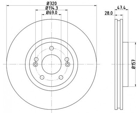 Brake disc 8DD 355 117-971 Hella