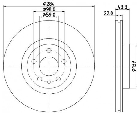 Brake disc 8DD 355 118-411 Hella