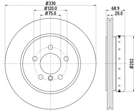 Brake disc 8DD 355 120-671 Hella