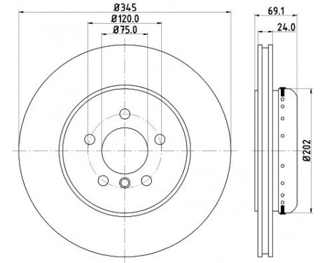 Brake disc 8DD 355 120-871 Hella