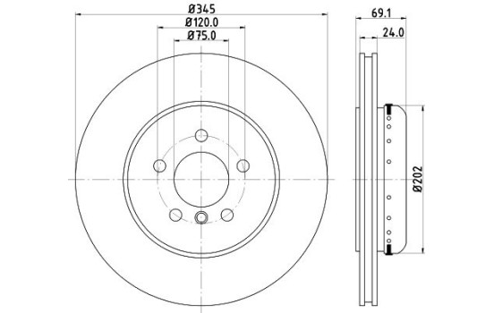 Brake disc 8DD 355 120-871 Hella