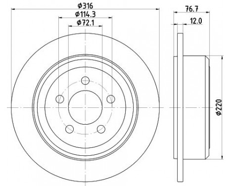 Brake disc 8DD 355 122-221 Hella