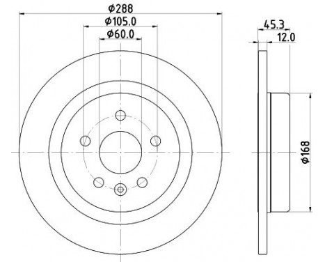 Brake disc 8DD 355 122-741 Hella