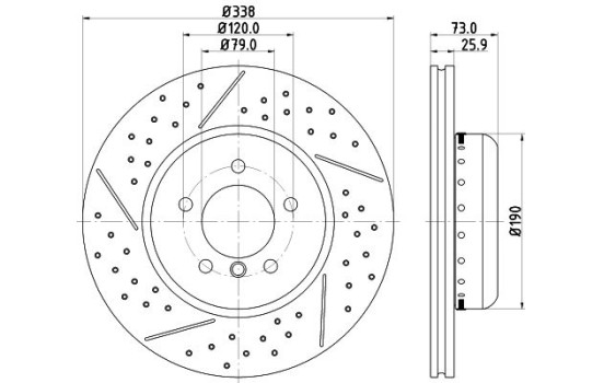 Brake disc 8DD 355 123-041 Hella