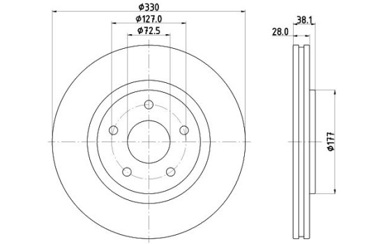 Brake disc 8DD 355 123-151 Hella