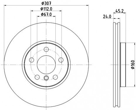 Brake disc 8DD 355 125-351 Hella