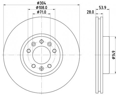 Brake disc 8DD 355 125-411 Hella