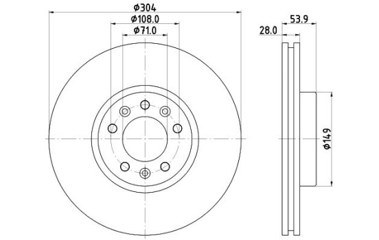 Brake disc 8DD 355 125-411 Hella