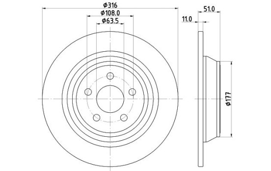 Brake disc 8DD 355 126-551 Hella