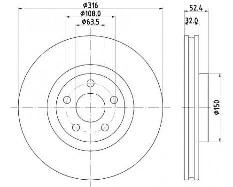 Brake disc 8DD 355 126-701 Hella