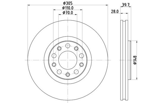 Brake disc 8DD 355 126-731 Hella