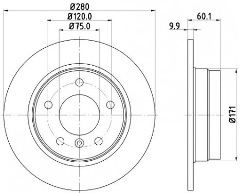 Brake disc 8DD 355 127-051 Hella