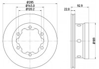 Brake disc 8DD 355 127-351 Hella