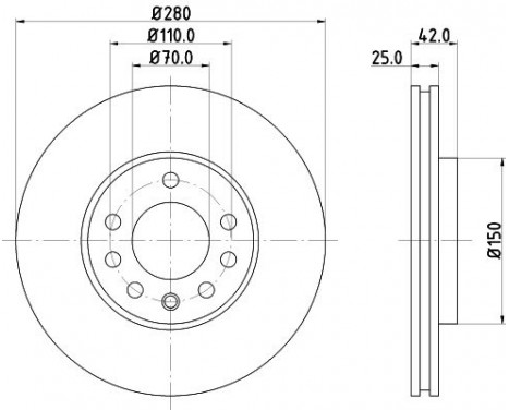 Brake disc 8DD 355 127-381 Hella