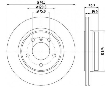 Brake disc 8DD 355 127-401 Hella